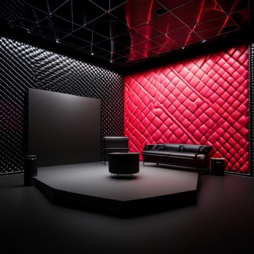 Podcast Studio with Neon Lights in Detailed Matte Painting