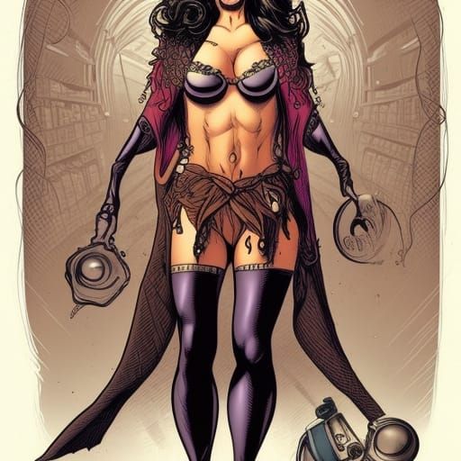 Comic Book Art: Hipster Girl with Hourglass Figure