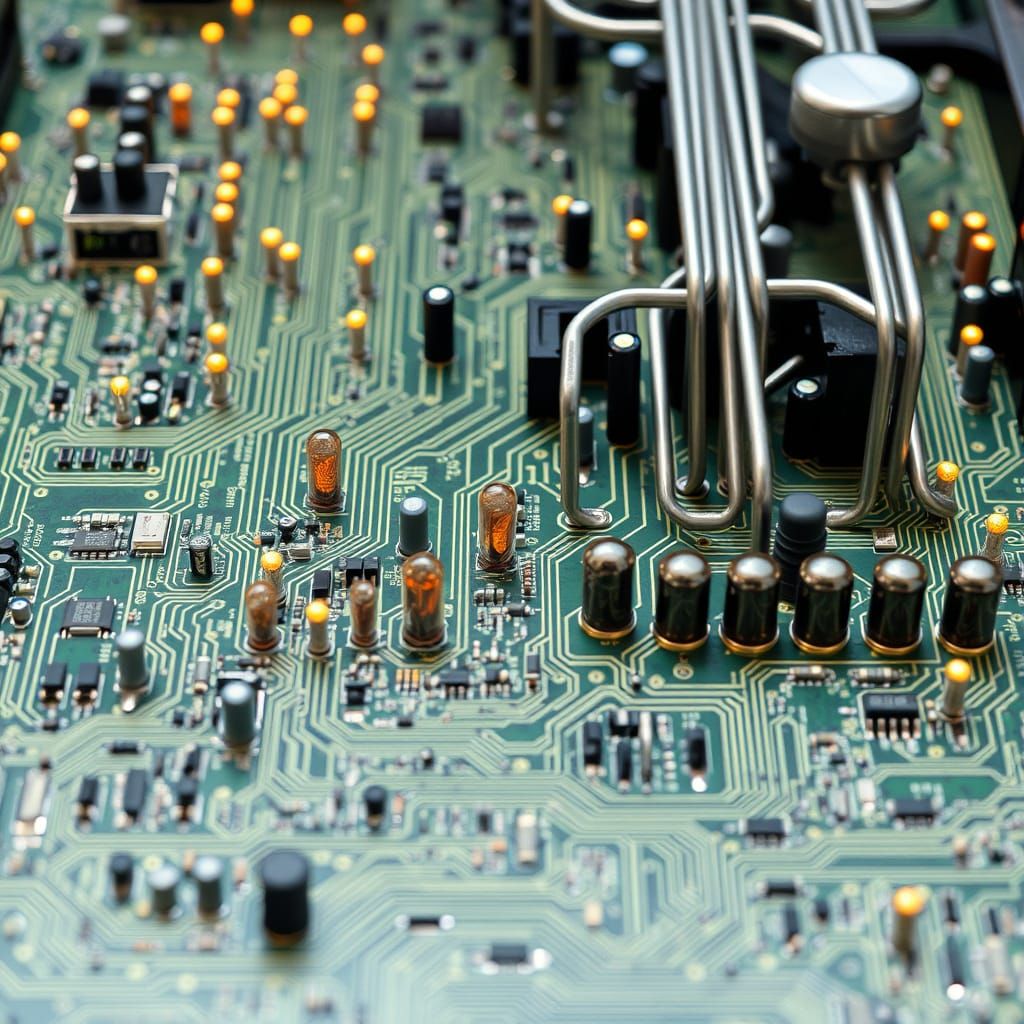 Vintage Retrofuturistic Computer Circuit Board