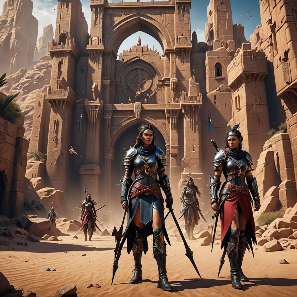 Desert Planet Warriors: Detailed Matte Painting