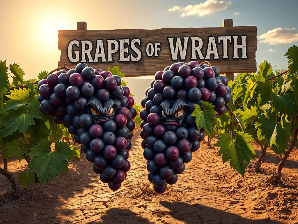 Vineyard Clash: Grapes of Wrath Sign