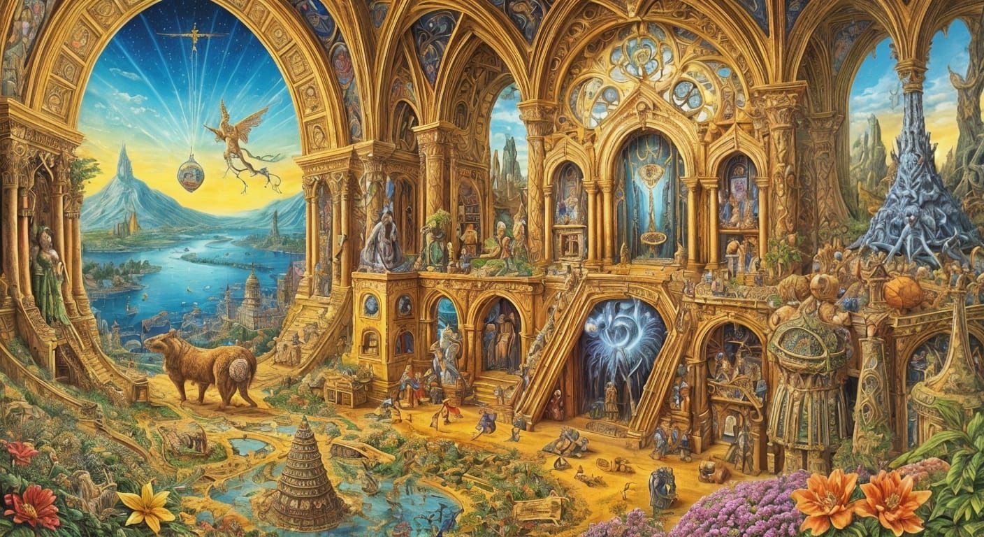 Surreal Fantasy Artwork in Maximalist Style