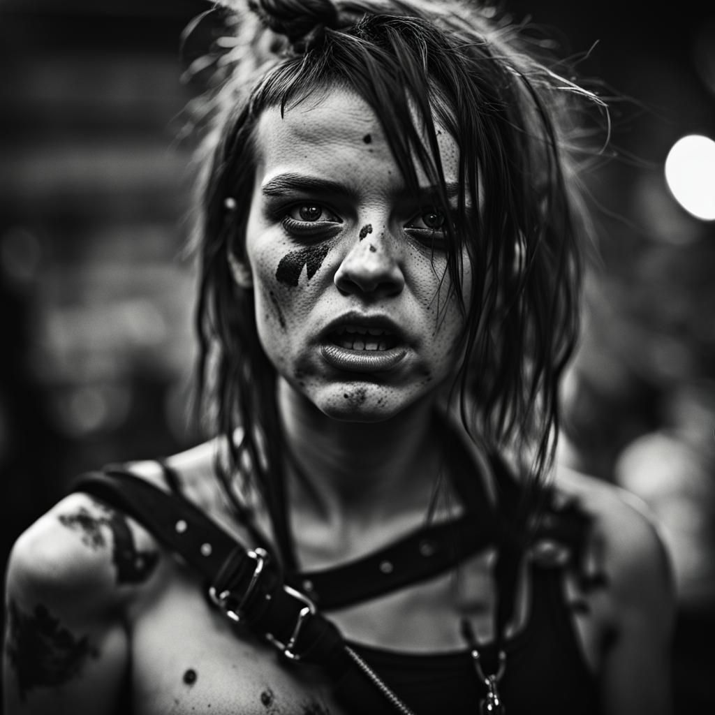 Punk Girl in Riot: Street Photography Portrait
