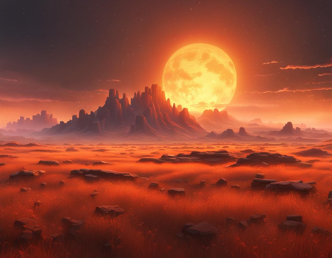 Vibrant Sunrise Illuminates the Plains: Matte Painting