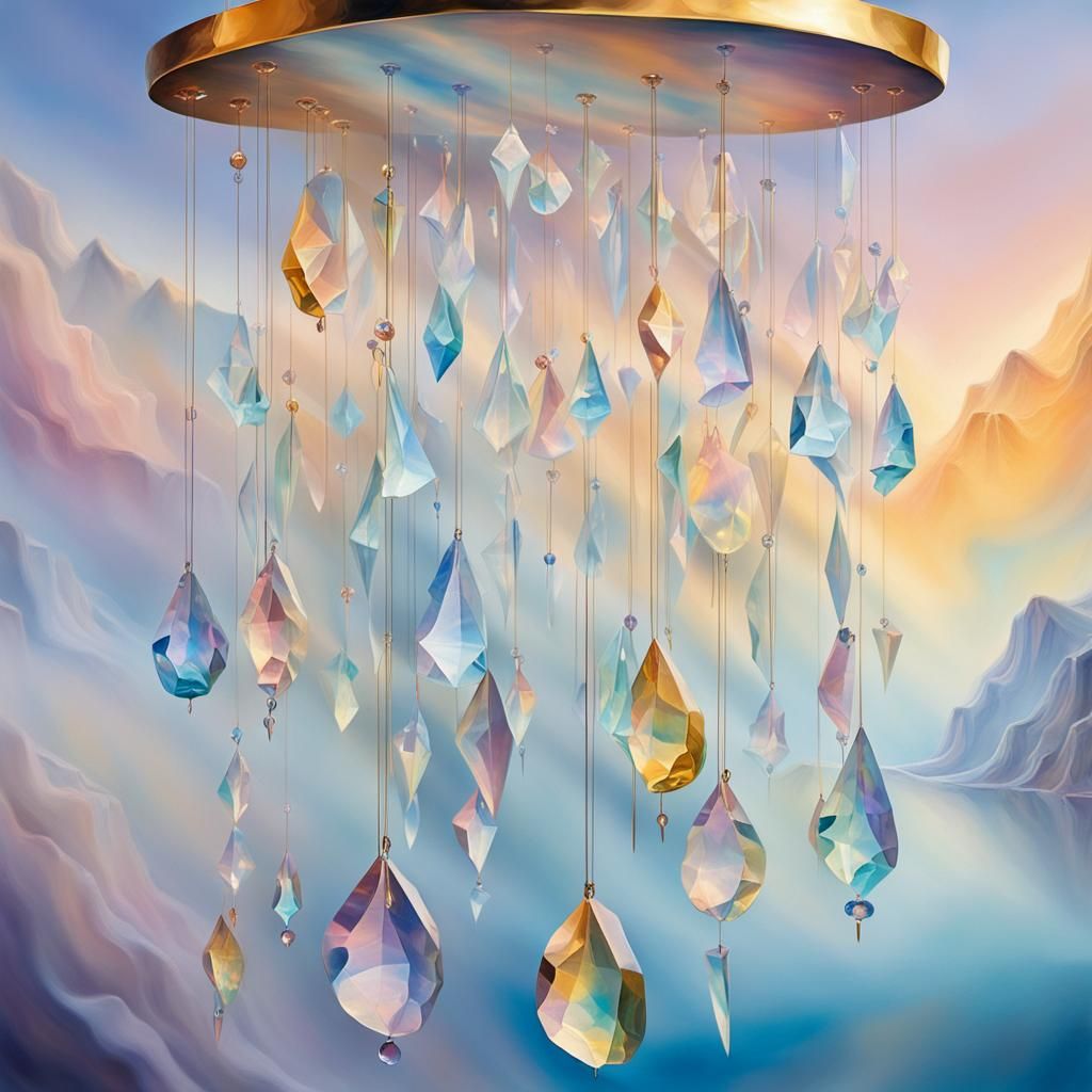 Surreal Crystal Wind Chime in Pastel Hues