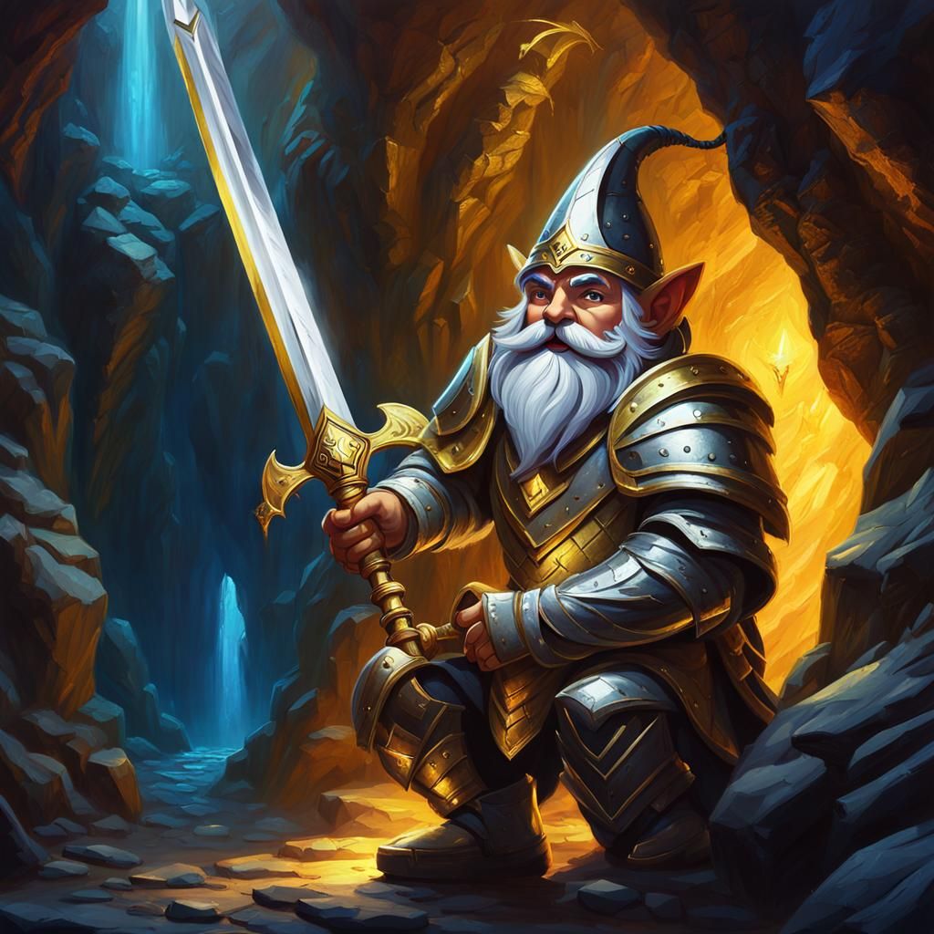 Gnome Warrior in Silver Armor: Fantasy Concept Art