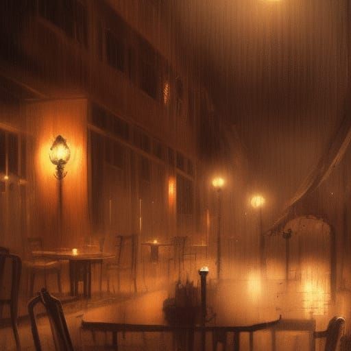 Sinister Night Cafe in Rutkowski Style