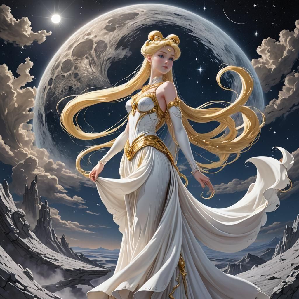 Princess Serenity on the Moon: 3D Anime Art