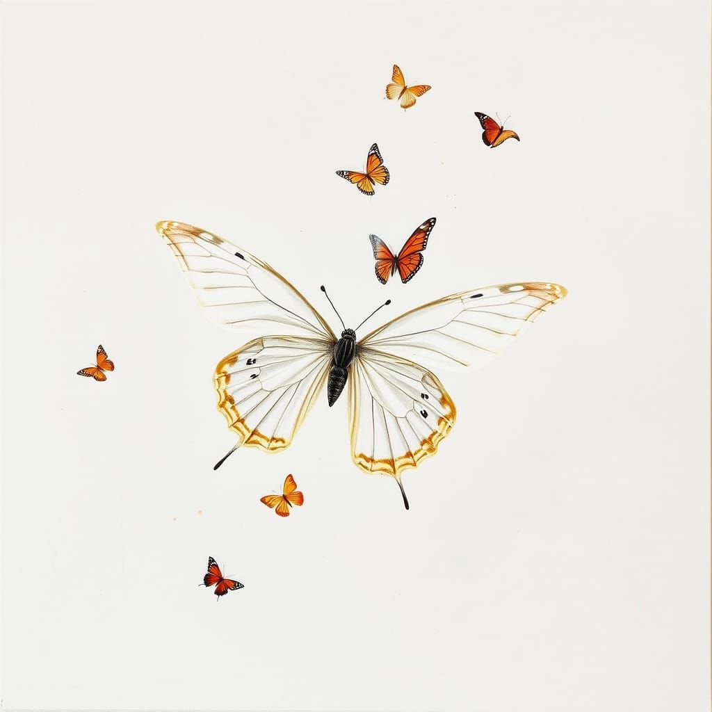 Whimsical Butterflies Take Flight on a Canvas of White