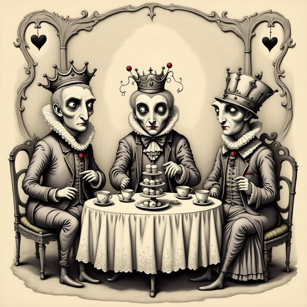 Playing Card Royalty at a Victorian Tea Party