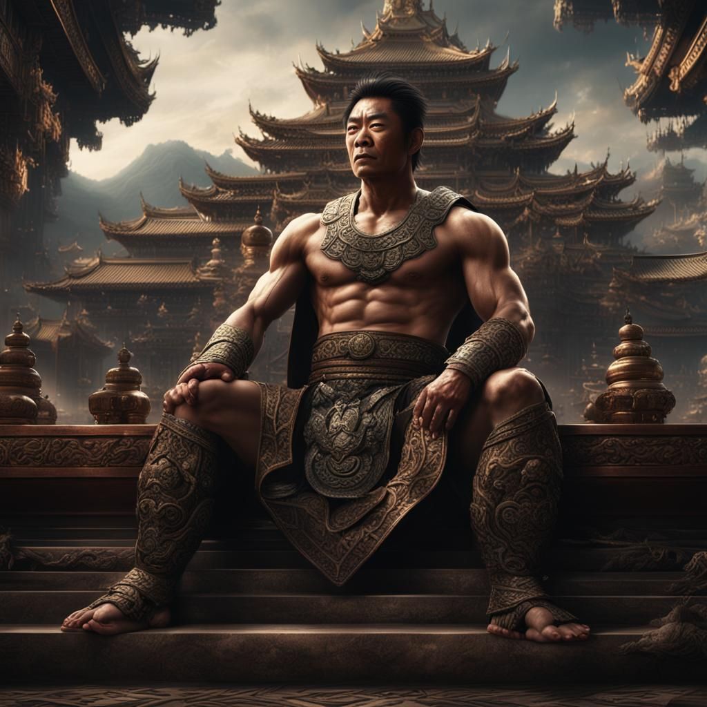 Muscular Asian Lord in Digital Matte Painting