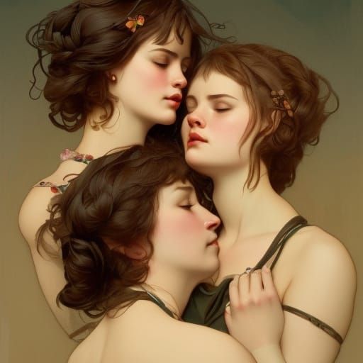 Romantic Portrait of Lesbian Lovers in Ethereal Style