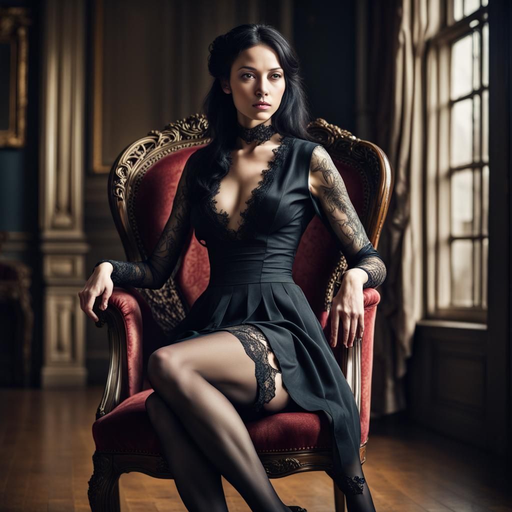 Fashionable Woman in Victorian Estate: Hyperrealistic Photo