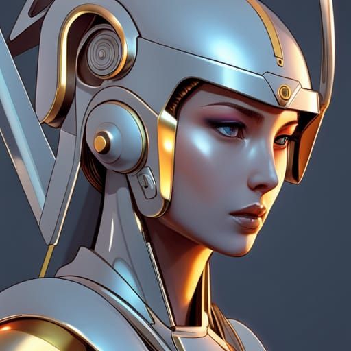 Futuristic Android Woman as Digital Art