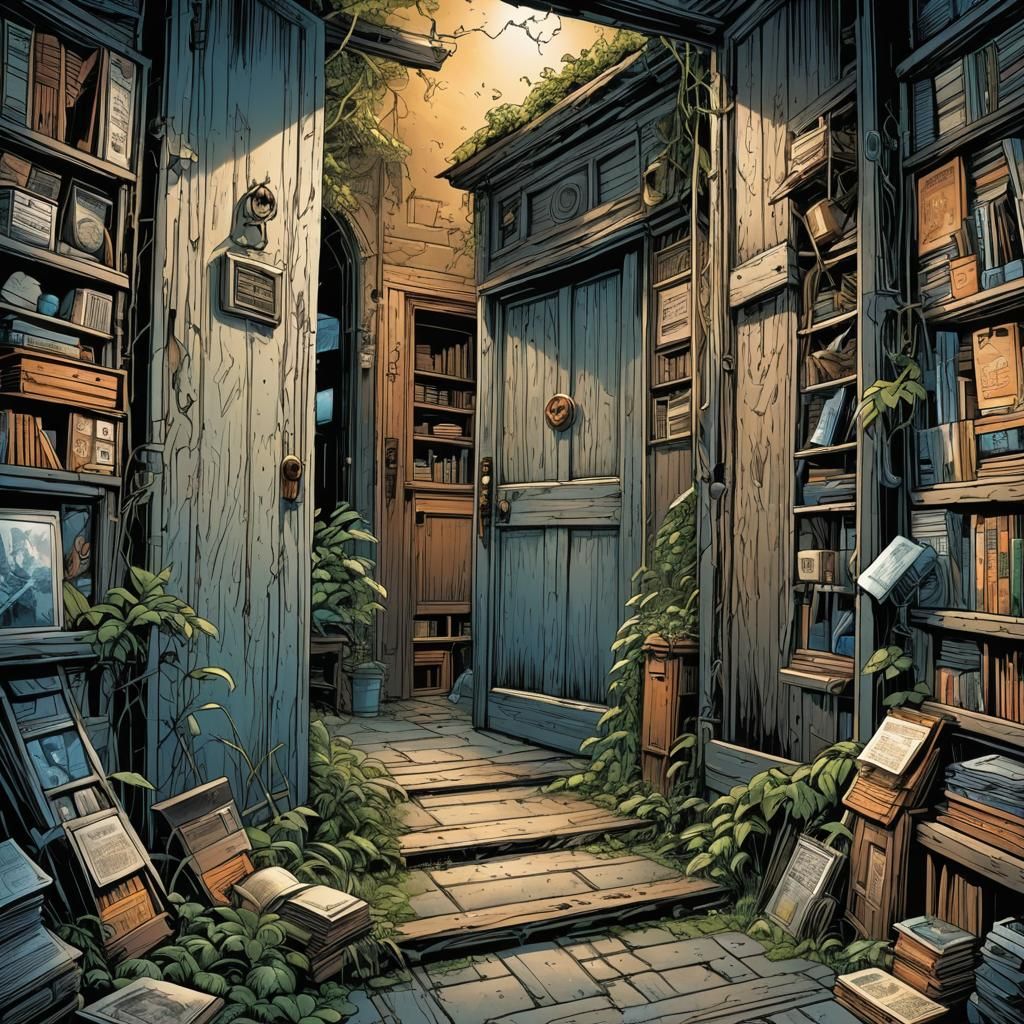 Open Door in Comic Book Style