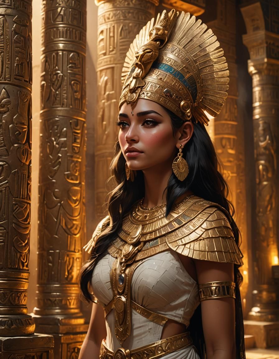 Egyptian Princess in Ancient Temple, Fantasy Art
