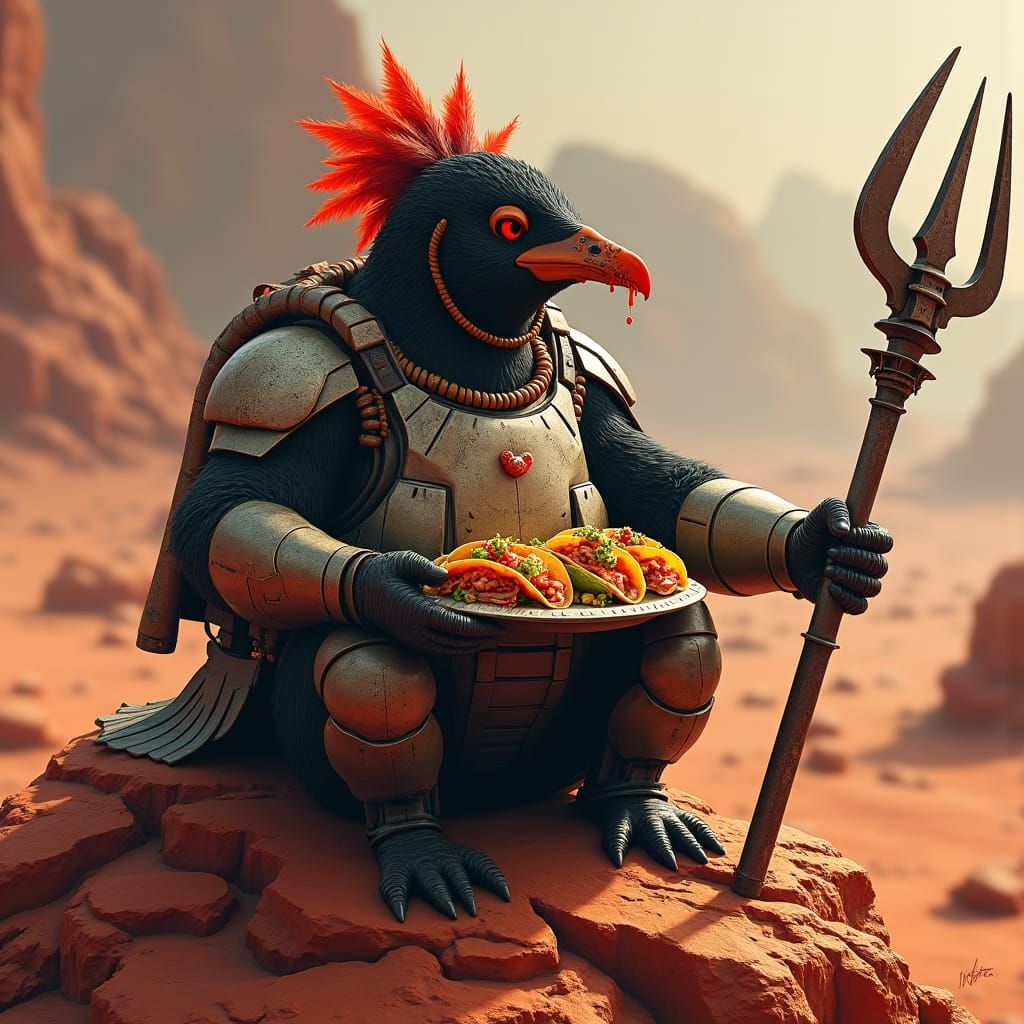 Penguin Soldier's Taco Break on Mars