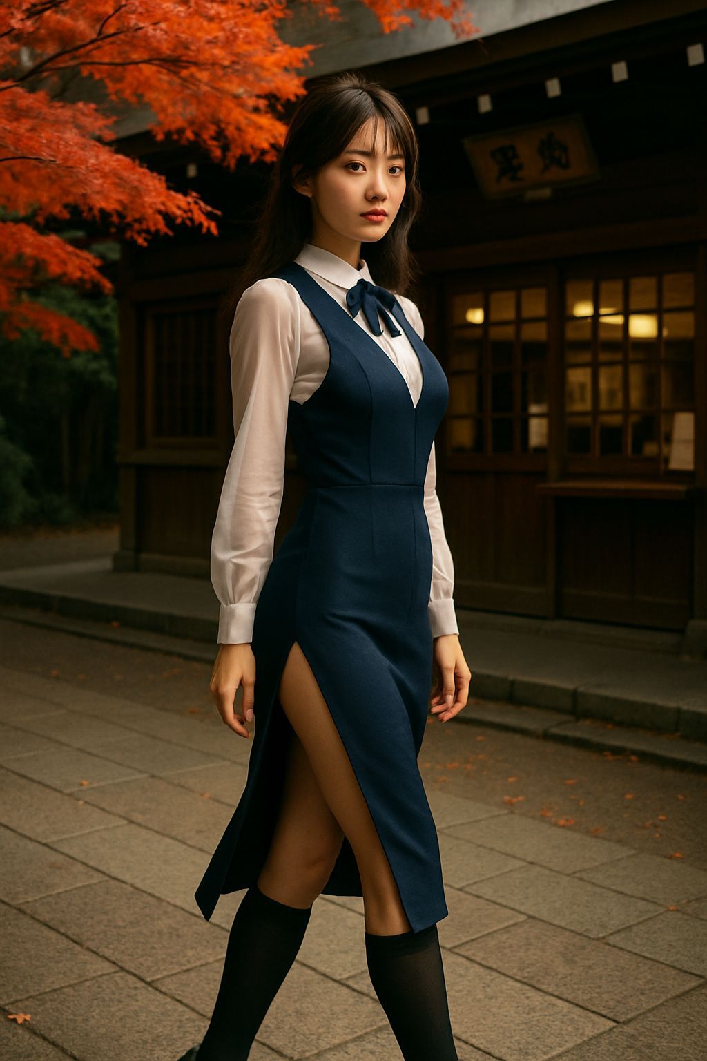 Autumn Shrine Maiden in Jumper Dress
