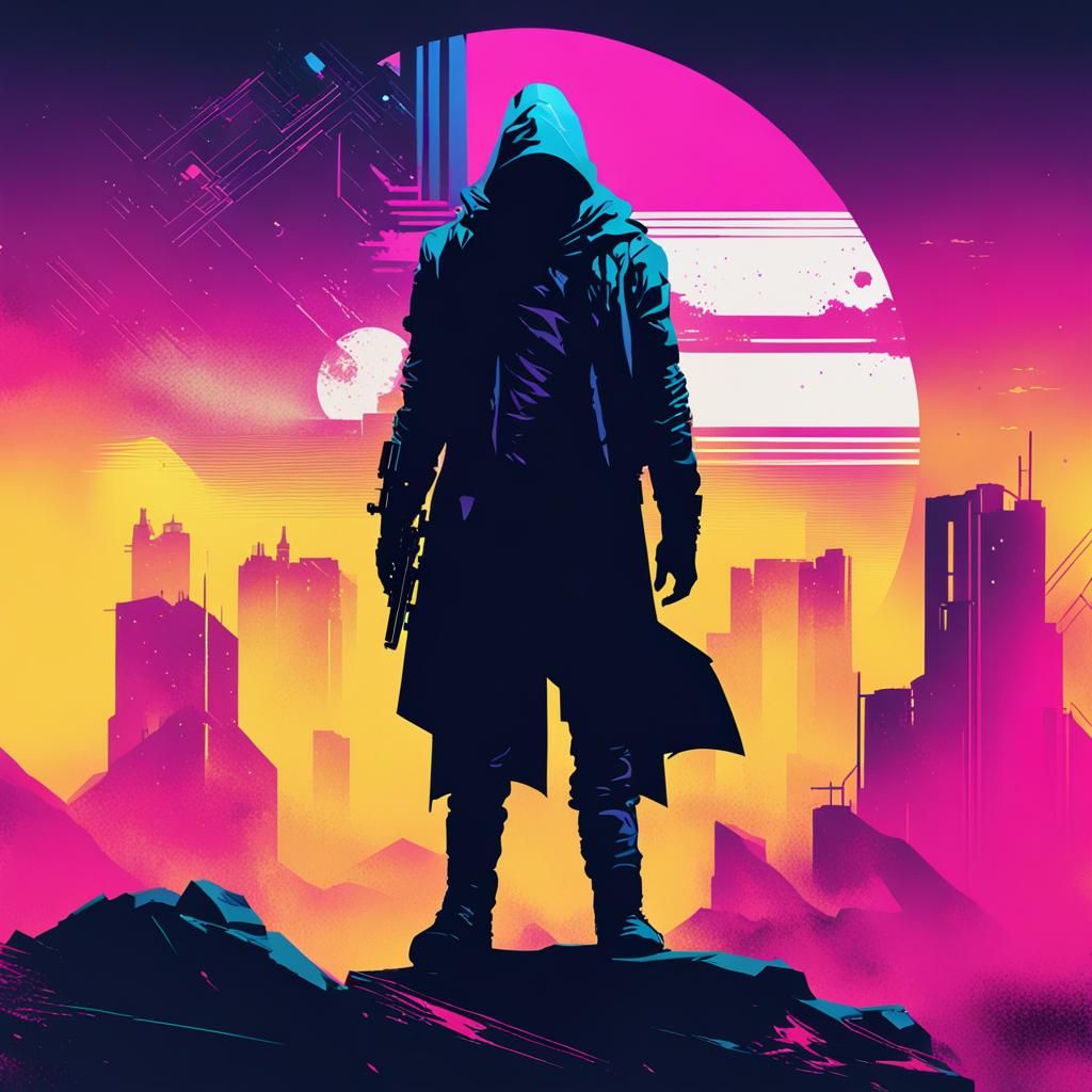 Cyberpunk Book Cover Art in Digital Style