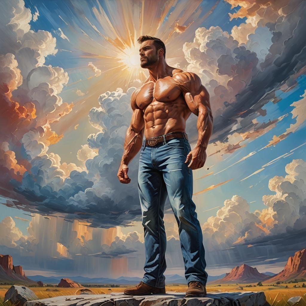 JOEYWOOD Sign with Muscular Man