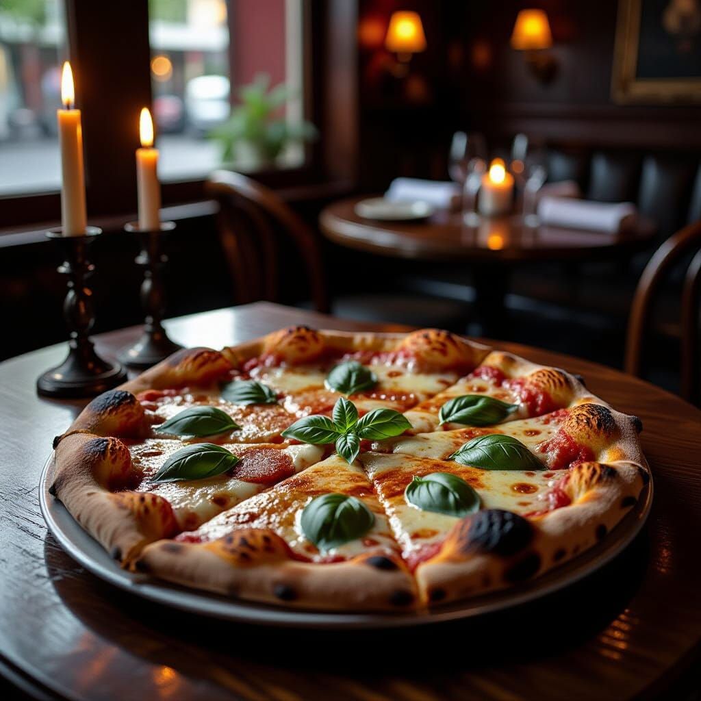 Vibrant Pizza in Film Noir Photography