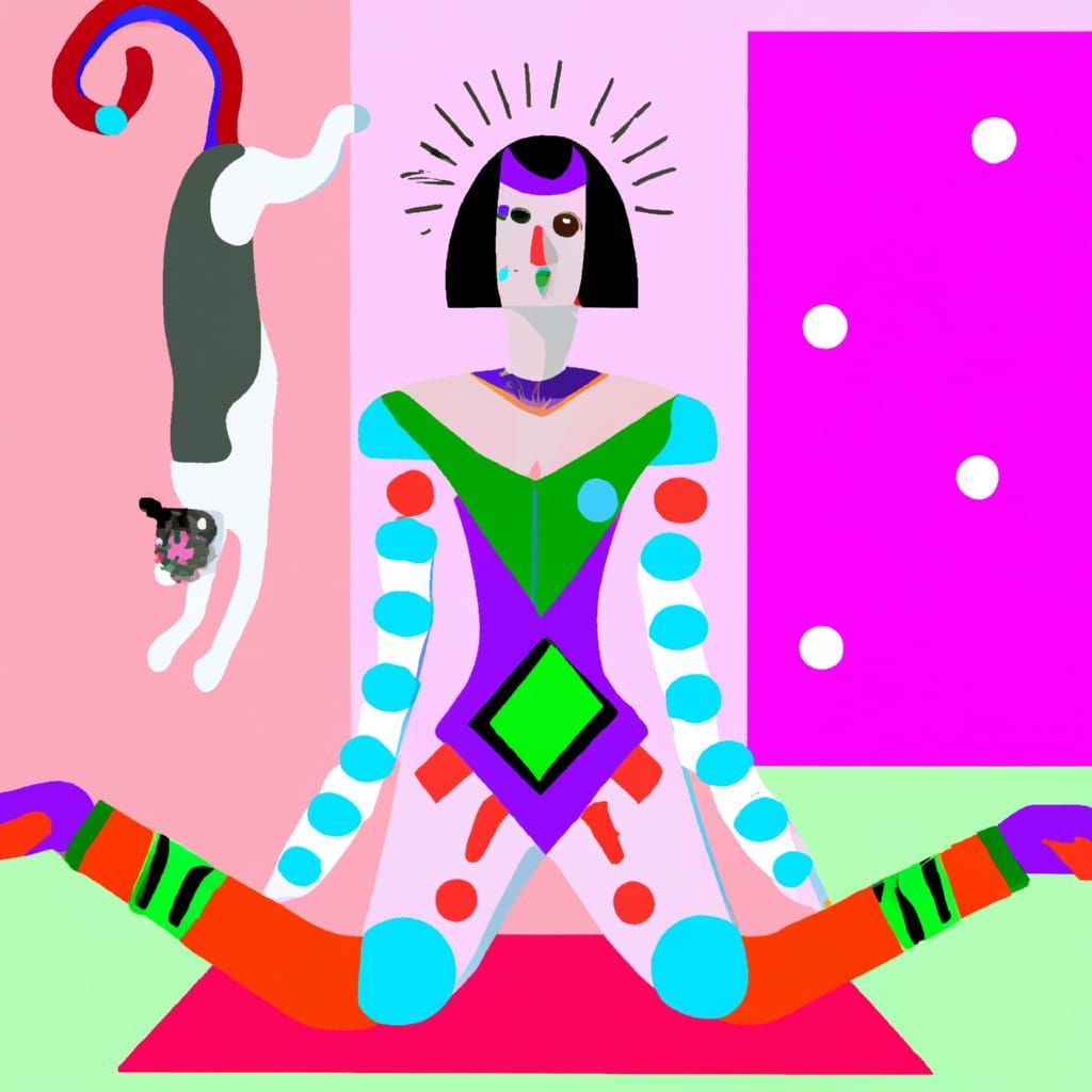 Catgirl and Psychedelic Mushroom Logo in Bauhaus Style