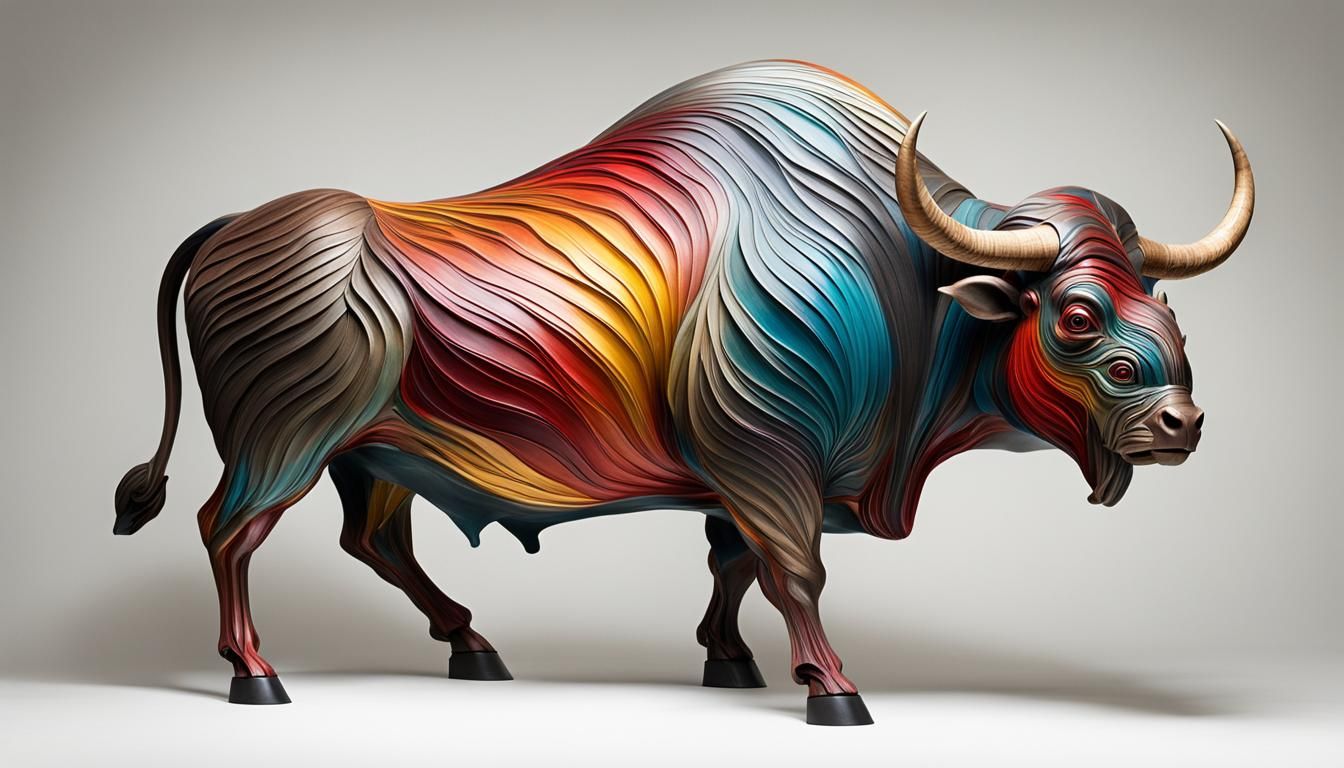 Athletic Metal Bull Sculpture with Smooth Finish