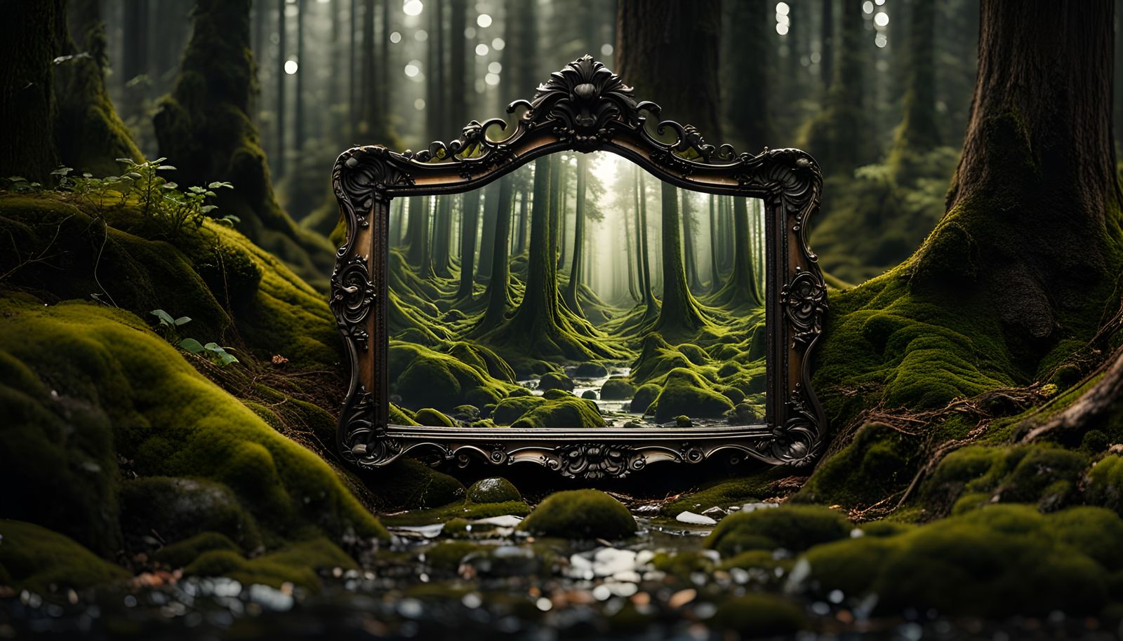 Enchanted Forest Reflected in Infinite Vintage Mirrors