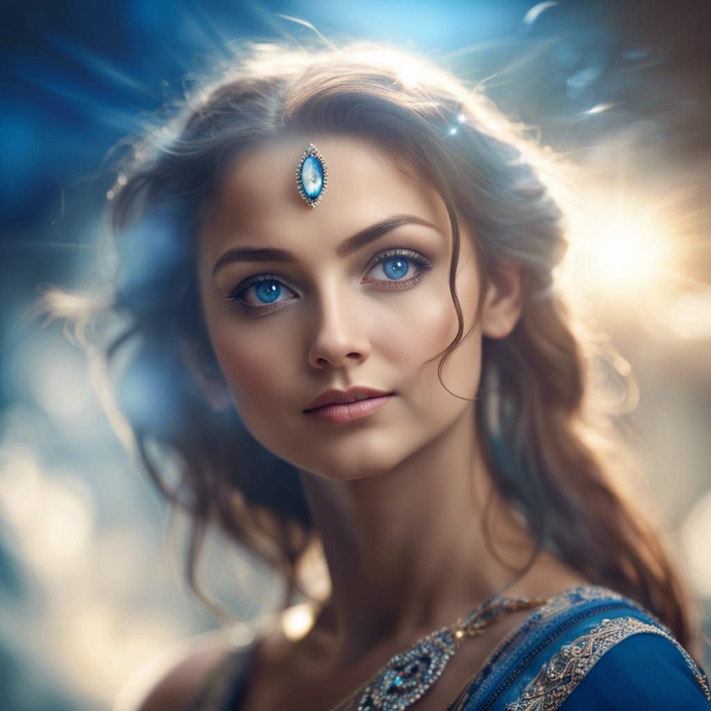 Beautiful Mayan Woman with Blue Eyes