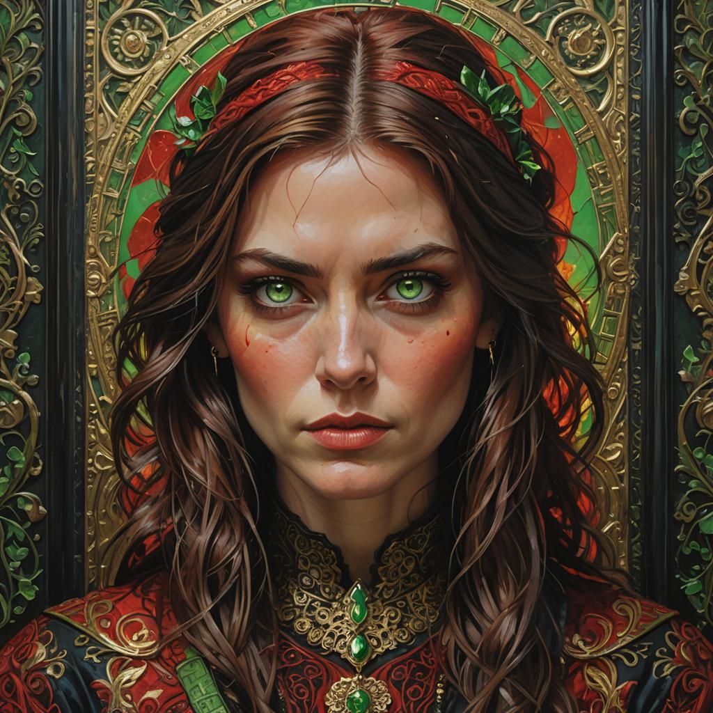 Fantasy Portrait Painting in Art Nouveau Style