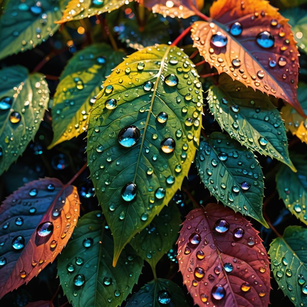 Dreamlike Dew Drops in Morning Light