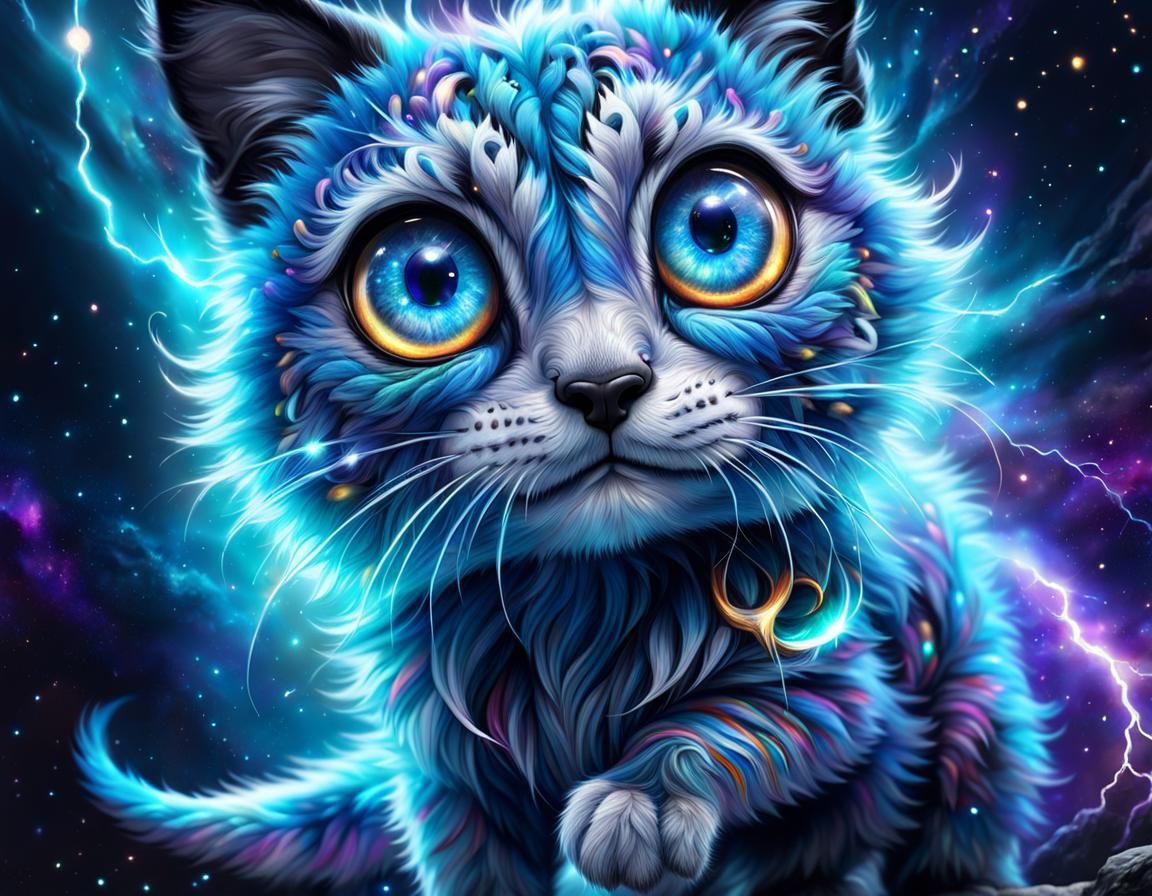 Adorable Creature with Galaxy Eyes in Vivid Colors