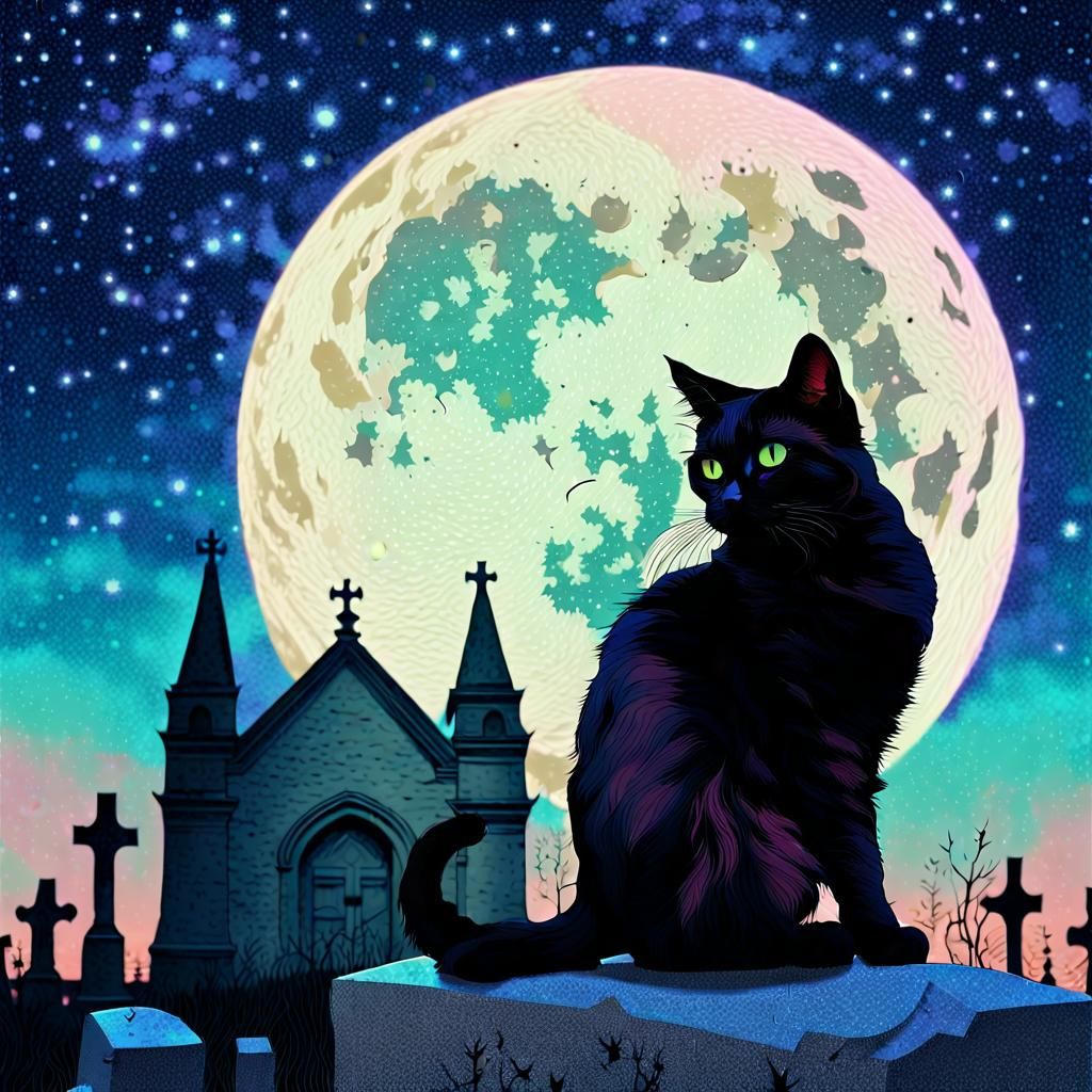 Starry Cat Prison: Gothic Surrealism in Collage Art