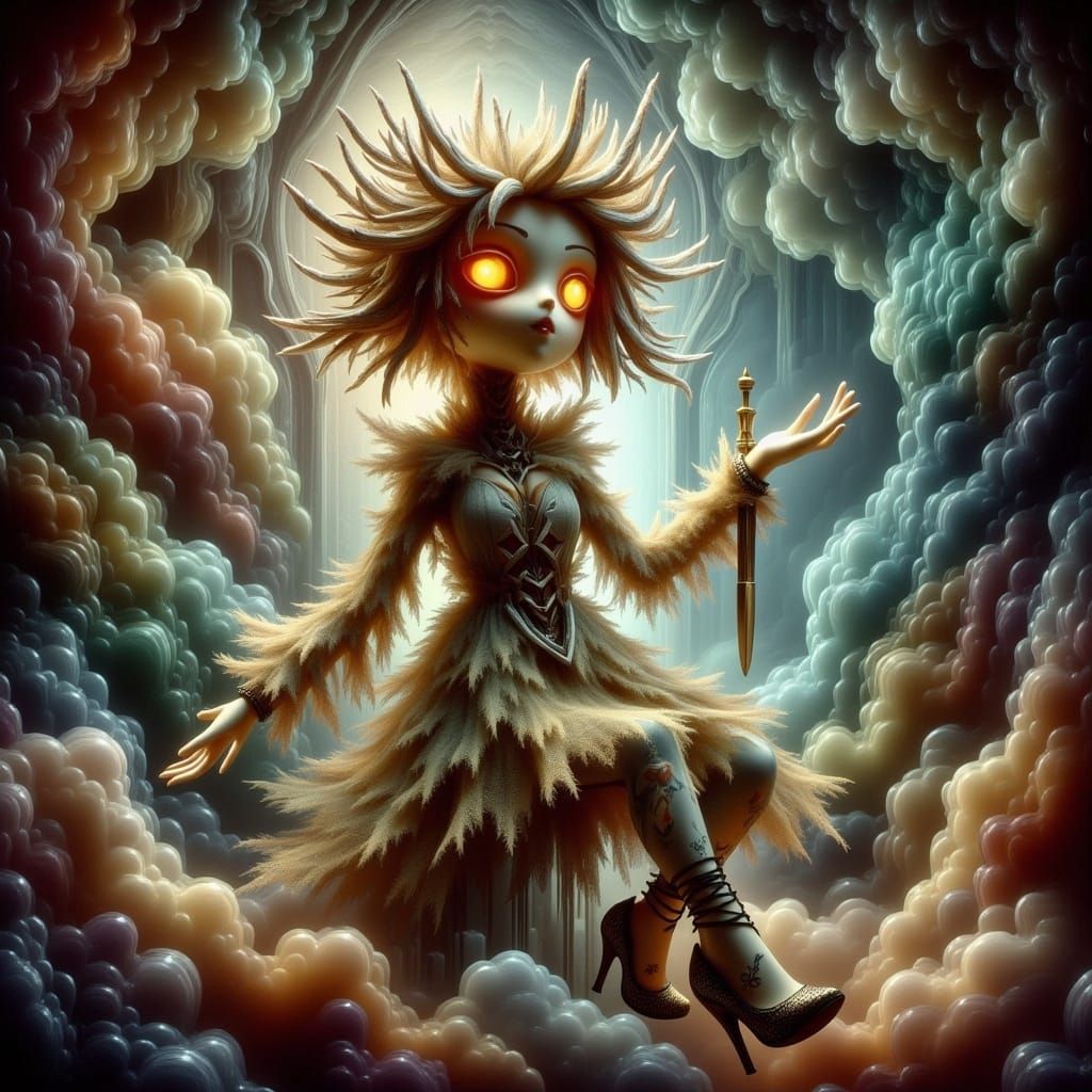 Anthropomorphic Voodoo Doll with Tattoos and Magic