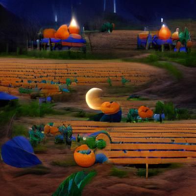 Moonlit Pumpkin Patch Under Full Moon