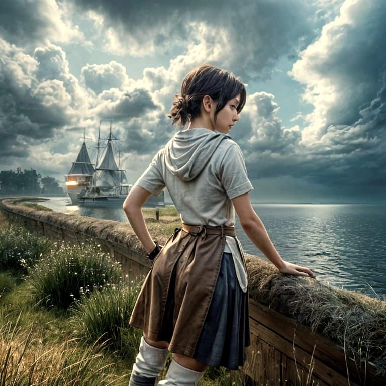 Misty Dutch Landscape with Canal and Dykes