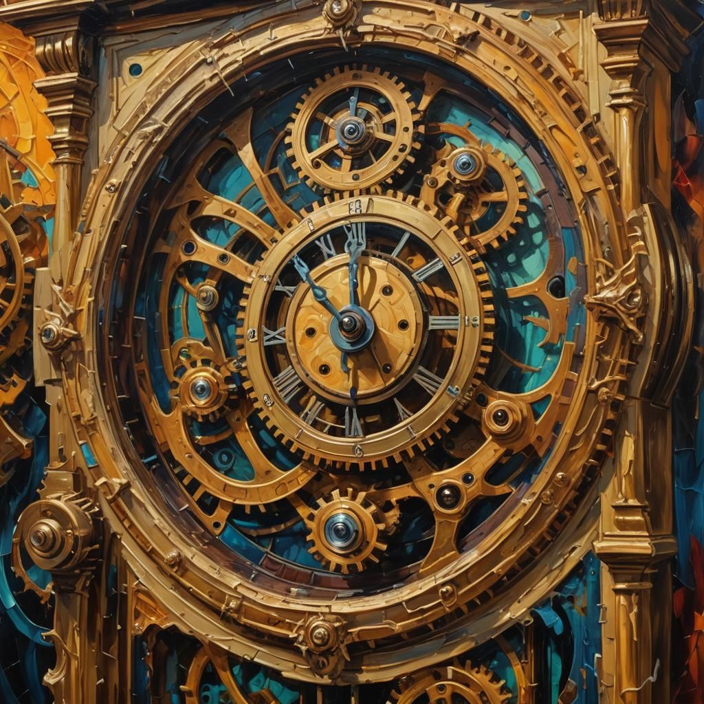 Surreal Grandfather Clock in Neo-Impressionist Style