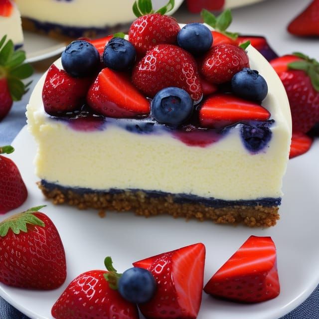 Realistic Isometric Photograph of Berry Cheesecake