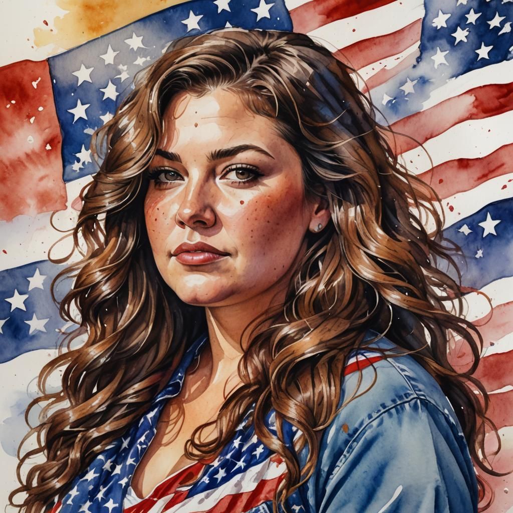 Watercolor Portrait of an All-American Girl