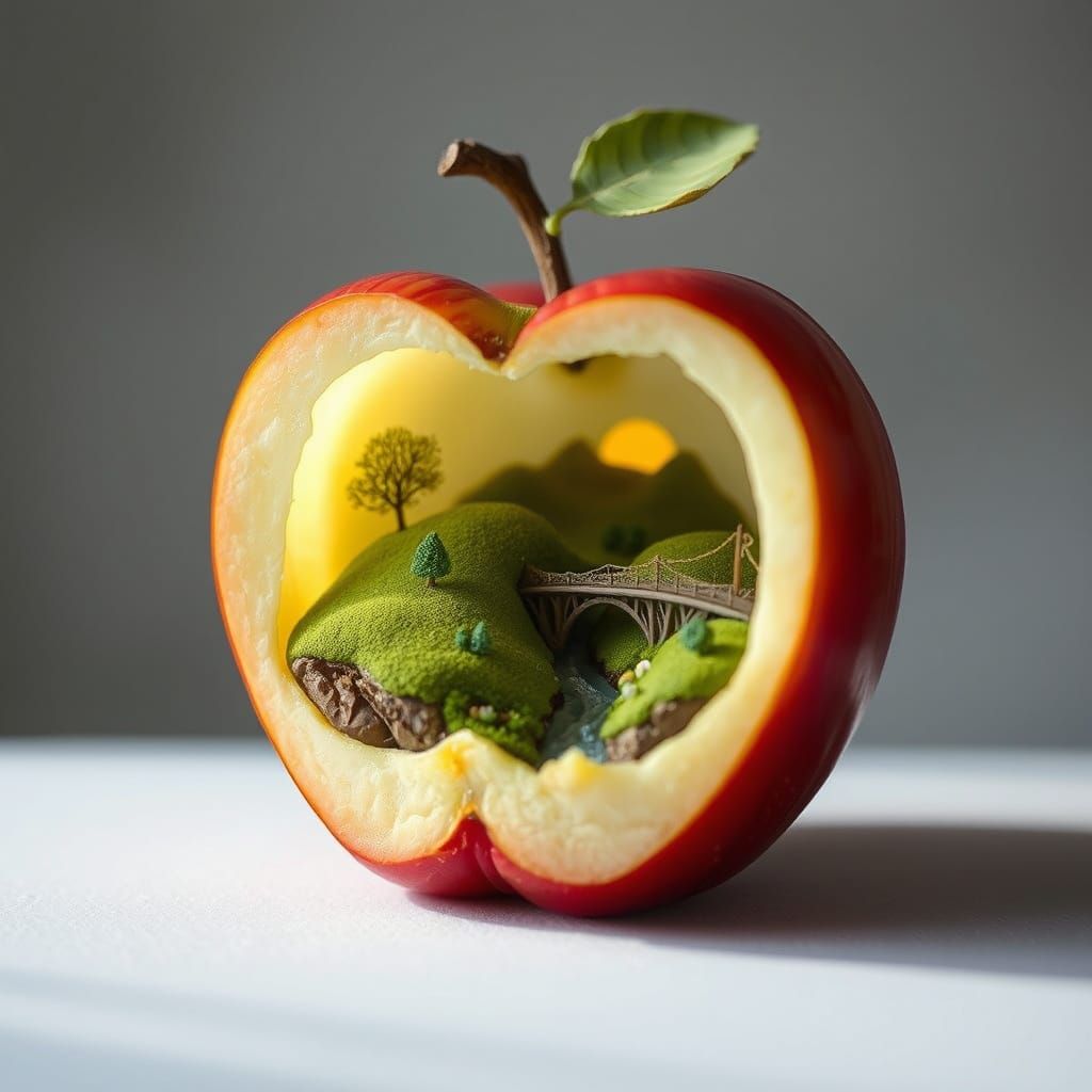 Whimsical Apple World in Surrealist Style