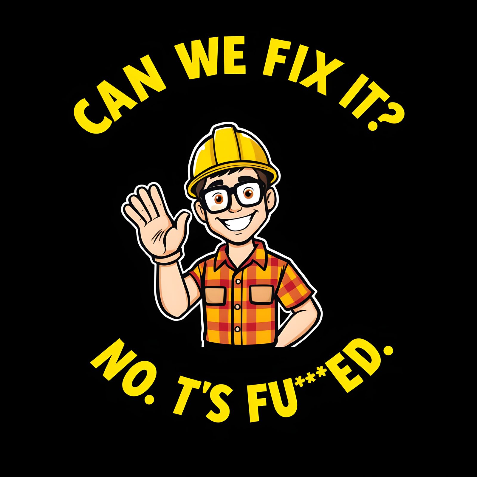 Cartoon Construction Worker T-Shirt Design