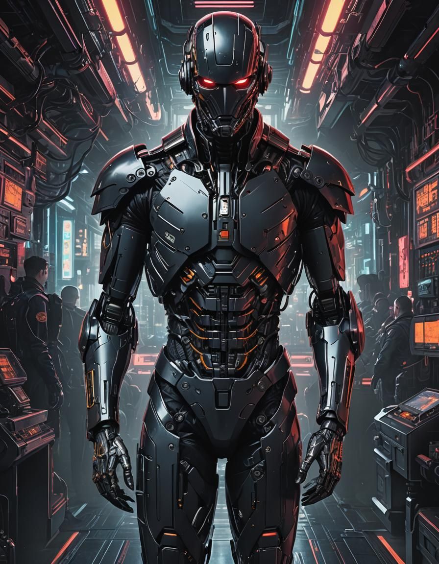 Cybernetic Men in High-Tech Noir Style