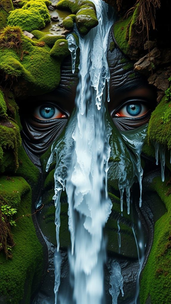 Waterfall Eyes: Emotional Portrait of an Elderly Woman