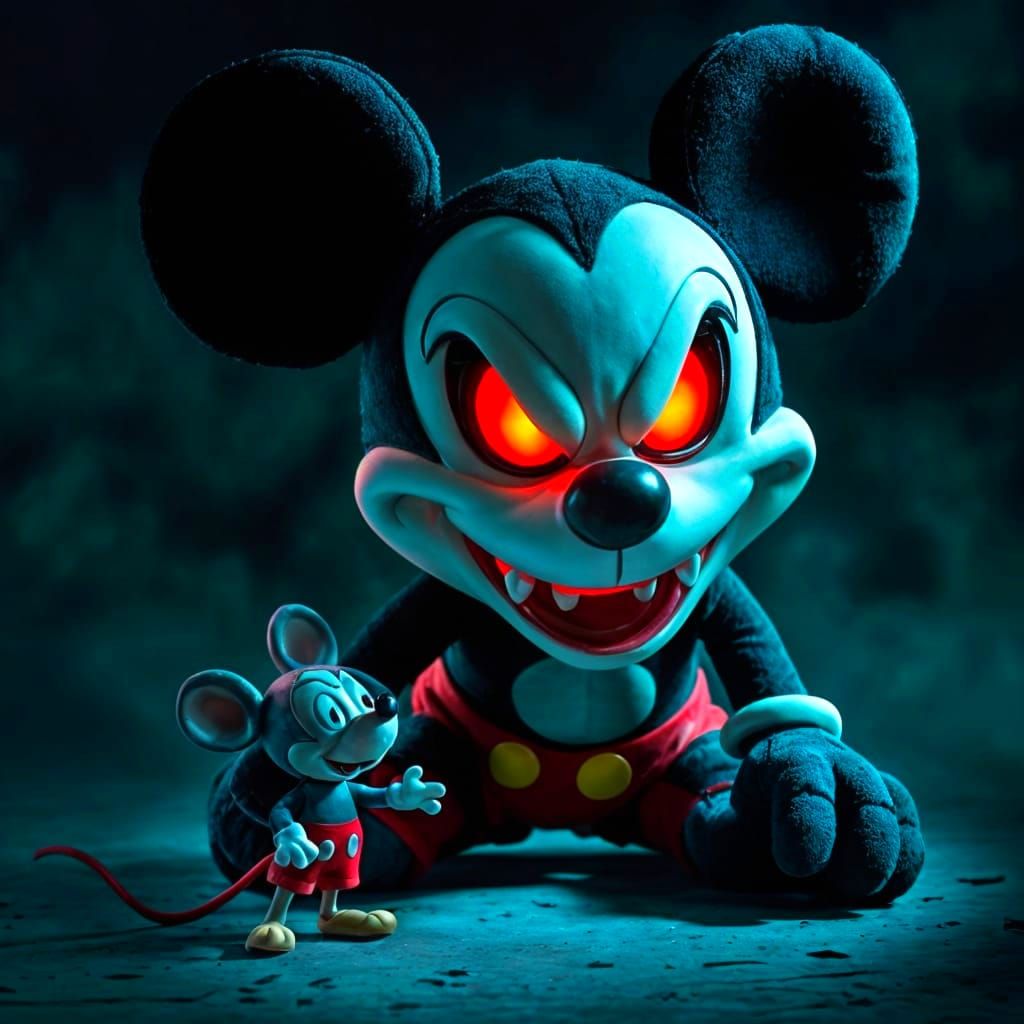 Evil Mickey Mouse Toy with Glowing Red Eyes
