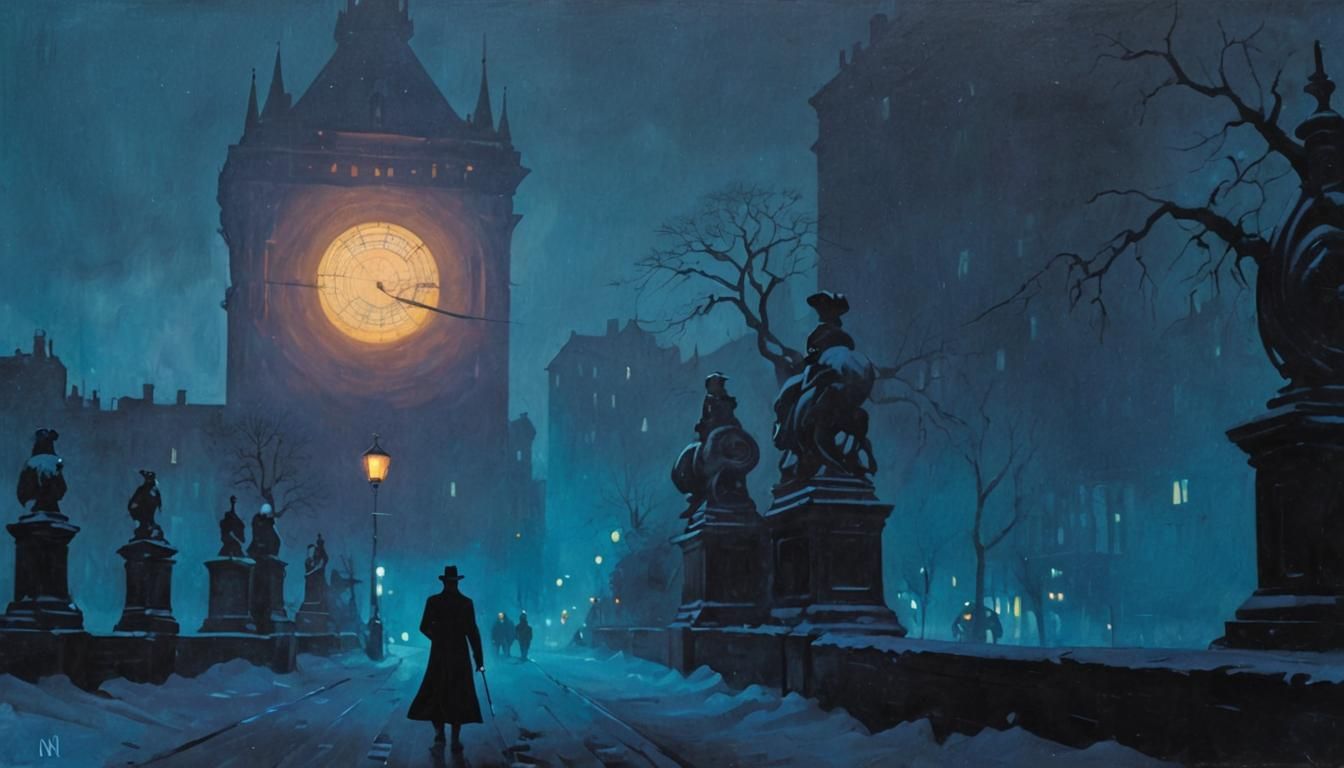 Noir Night Painting of Secrets and Danger