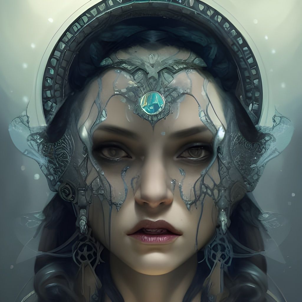 Mystical Hecate Portrait in Art Nouveau Style