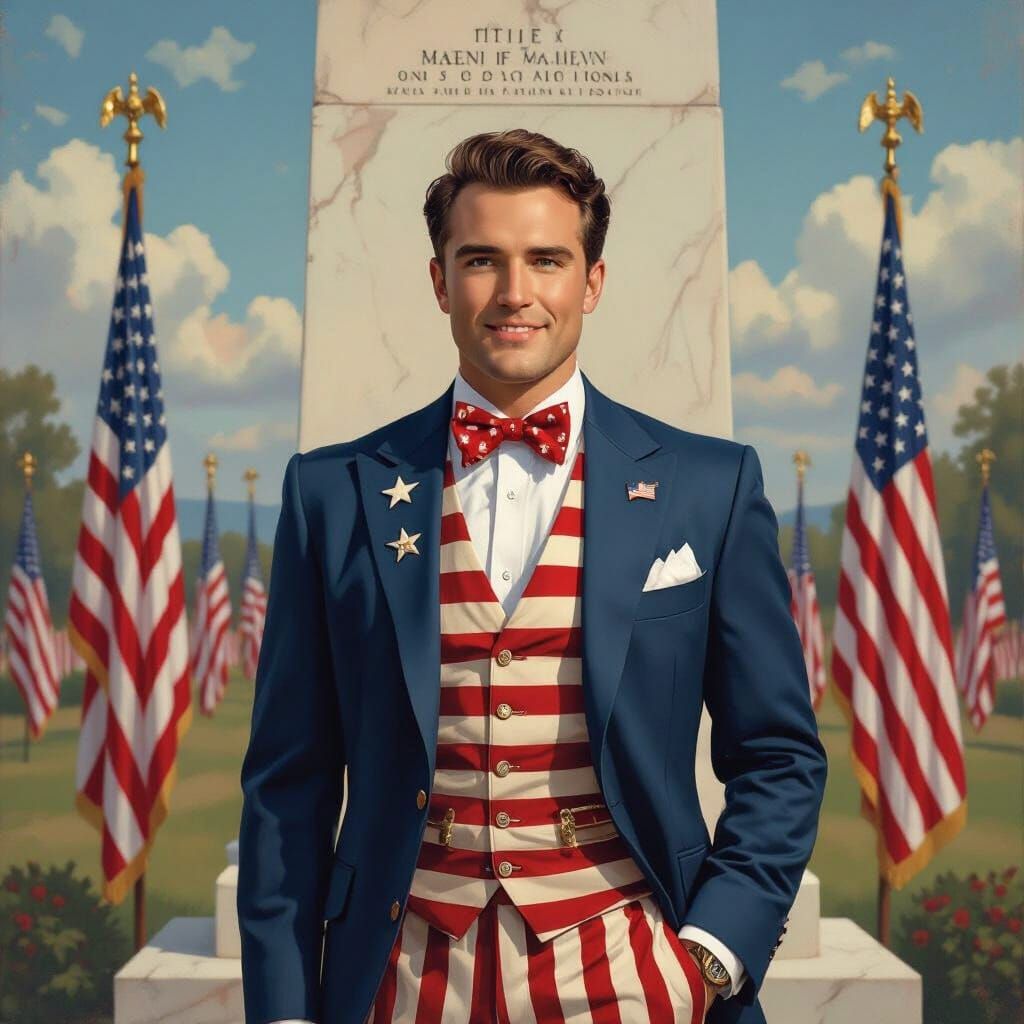 Patriotic American Scene in Norman Rockwell Style