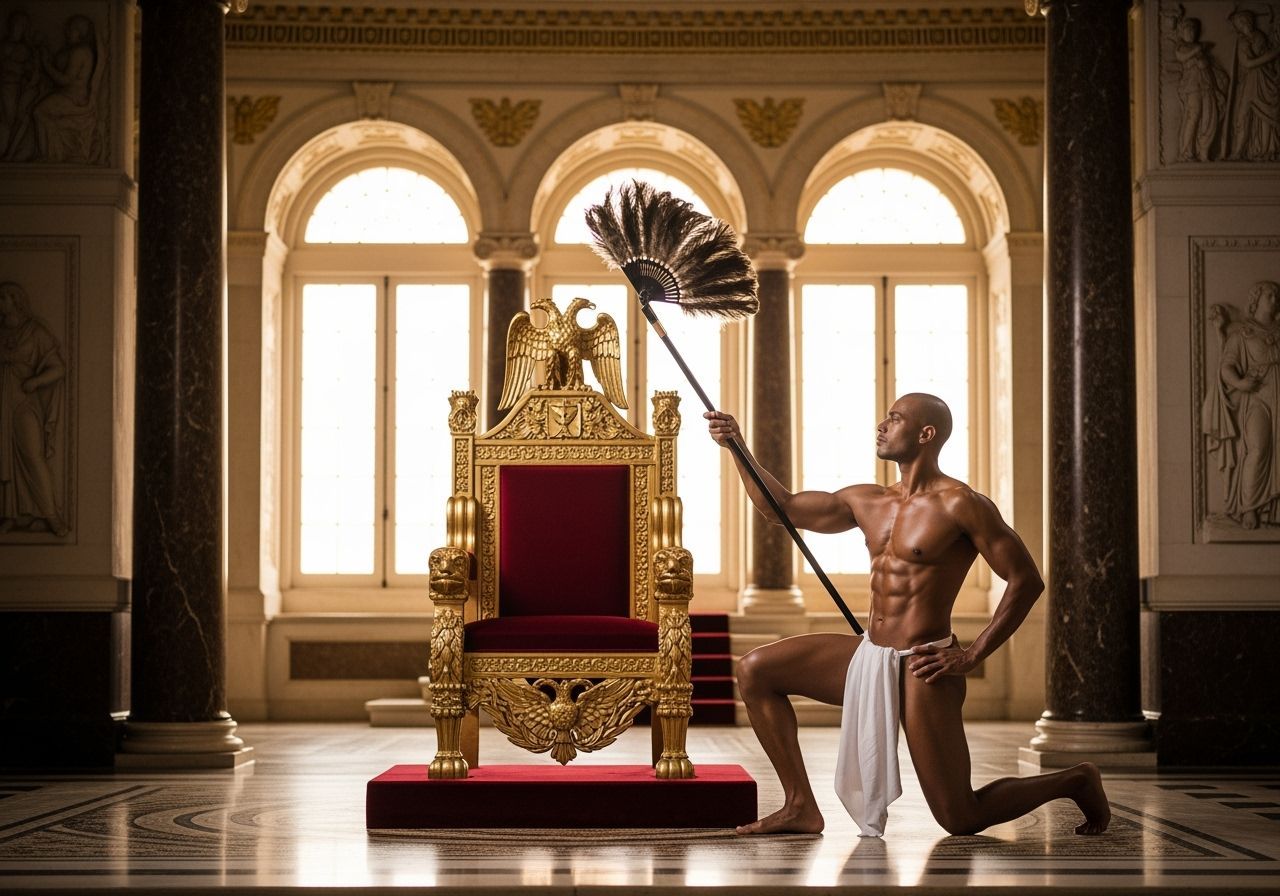 Ornate Roman Palace Scene with Kneeling Attendant