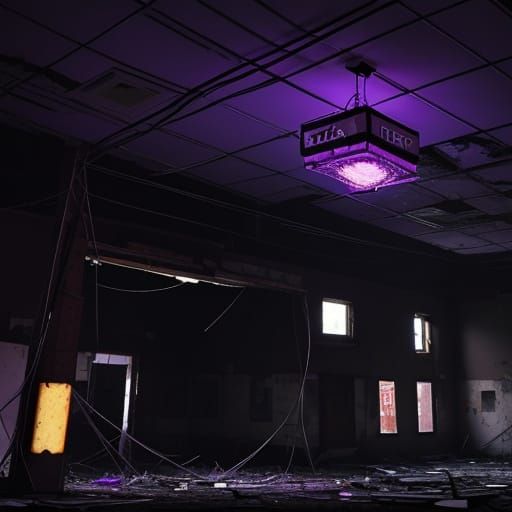 Dilapidated Pizzeria in Foggy Purple Tones