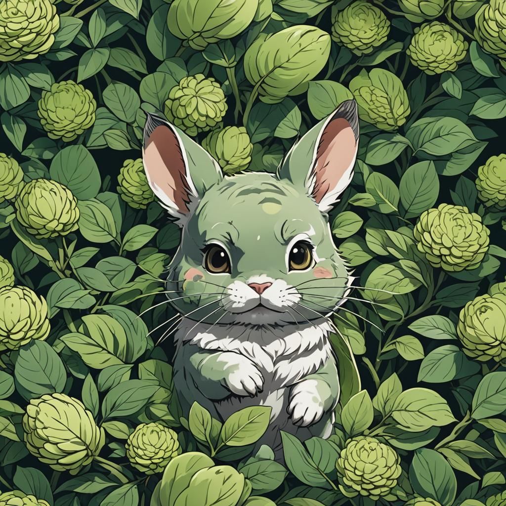 Matcha Chinchilla in Cel-Shaded Anime Style